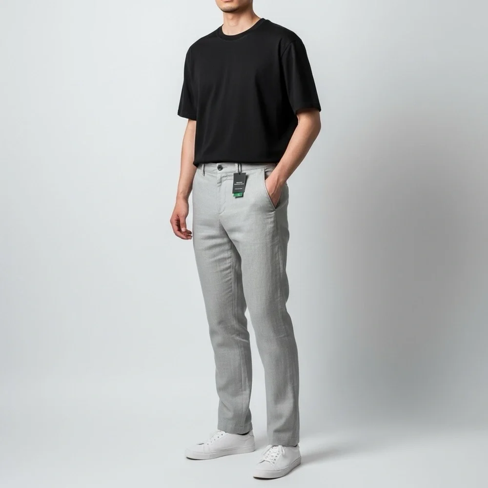 CLUB MONACO LINEN CONNOR CHINOS GREY
